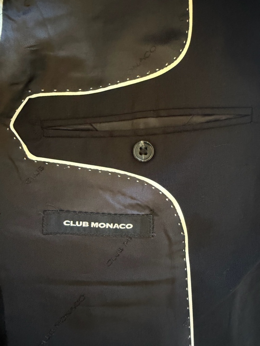 Club Monaco Black Wool Suit 40R/32 Slim Fit 2-Piece Classic - Picture 4 of 8